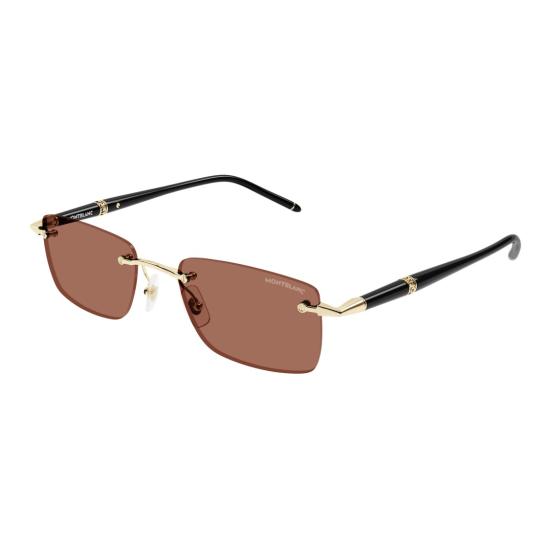 25FW 몽블랑 선글라스 Mb0344s 골드 액센트가 있는 무테 직사각형 - MONTBLANC