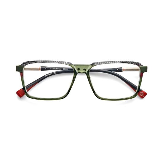  에트니아 바르셀로나 안경 산타 로사 반투명 올리브 그린 직사각형 프레임 안경테 (텍스처 처리된 다리 부분)