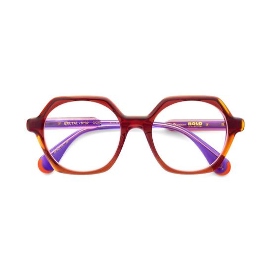  에트니아 바르셀로나 안경 브루탈 넘버 32 대담한 기하학적 디자인의 호피 무늬 프레임 안경