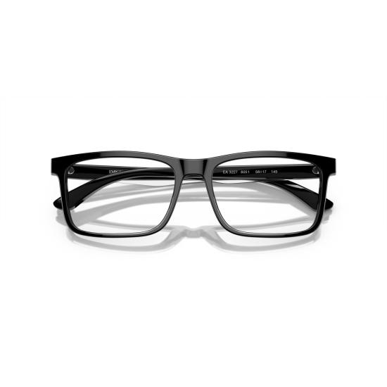 26SS 엠포리오 아르마니 안경 0Ea3227 미니멀 디자인의 직사각형 블랙 아세테이트 안경 - EMPORIO ARMANI