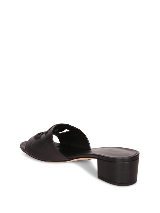 26SS 돌체앤가바나 스웨이드 라인스톤 도핀 카프스킨 뮬 CR1938 A0217 8B956 Black - DOLCE & GABBANA