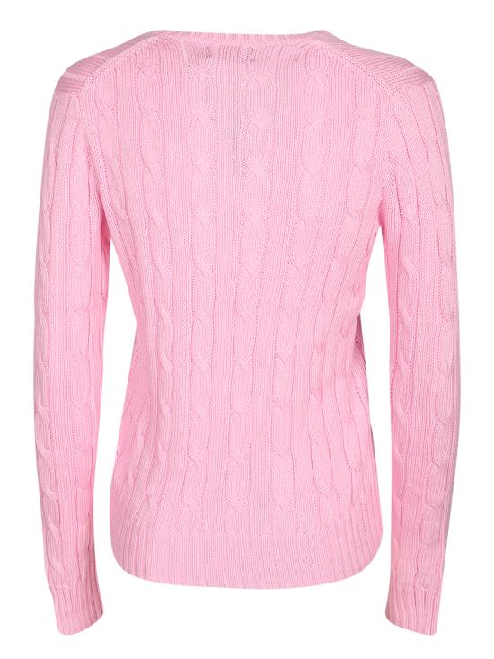 26SS 폴로 랄프로렌 포니로고 피마 코튼 케이블 니트 V넥 스웨터 211971870 006 Pink - POLO RALPH LAUREN