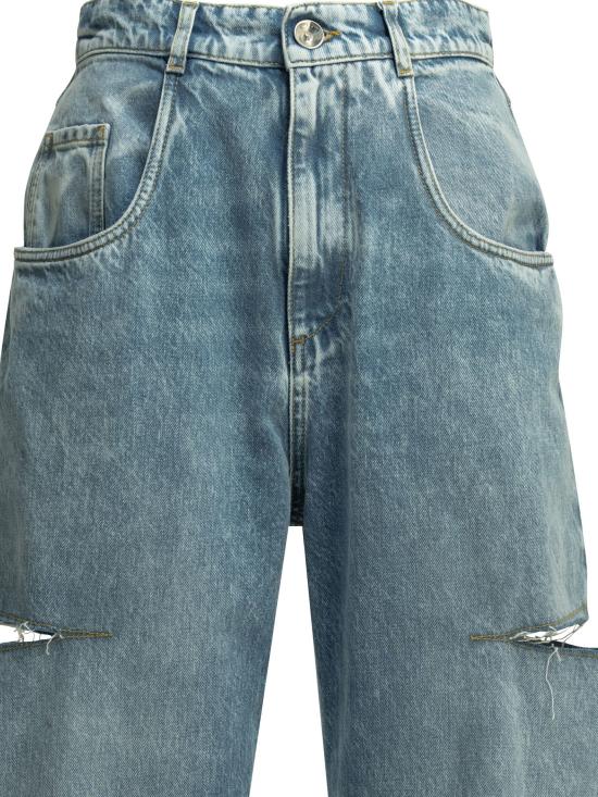 26SS 마르지엘라 데님 팬츠 찢어진 와이드 레그 진 (블루) - MAISON MARGIELA