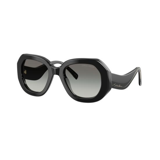  조르지오 아르마니 선글라스 0Ar8248 오버사이즈 기하학적 블랙  (골드 액센트) - GIORGIO ARMANI