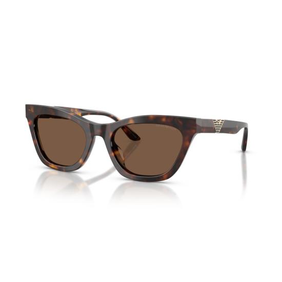 26SS 엠포리오 아르마니 선글라스 0Ea4259u 메탈릭 디테일이 있는 각진 호피무늬 캣아이 - EMPORIO ARMANI