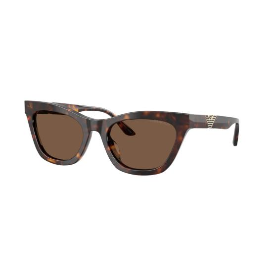 26SS 엠포리오 아르마니 선글라스 0Ea4259u 메탈릭 디테일이 있는 각진 호피무늬 캣아이 - EMPORIO ARMANI