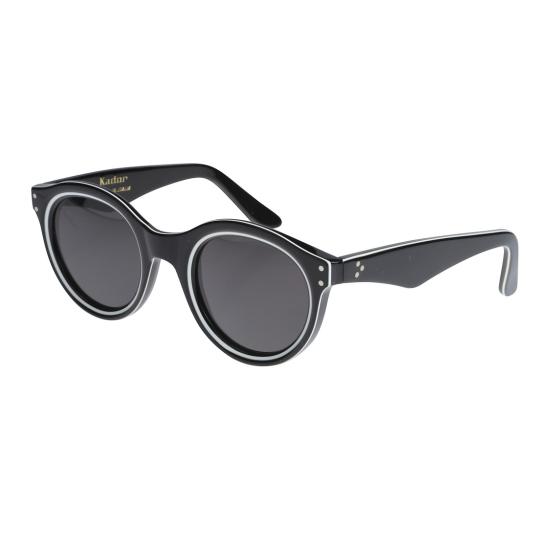  카돌 선글라스 리벳 디테일이 돋보이는 두껍고 볼드한 블랙 원형 - KADOR