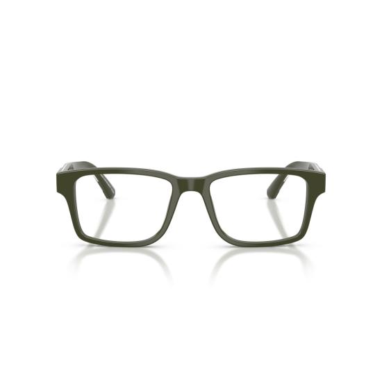 26SS 엠포리오 아르마니 안경 0Ea3271 메탈릭 액센트가 있는 직사각형 올리브 그린 안경 - EMPORIO ARMANI