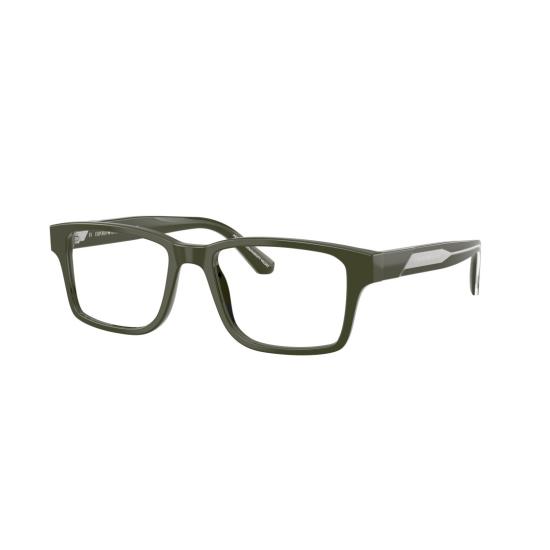26SS 엠포리오 아르마니 안경 0Ea3271 메탈릭 액센트가 있는 직사각형 올리브 그린 안경 - EMPORIO ARMANI
