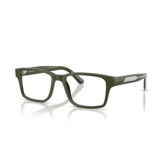 26SS 엠포리오 아르마니 안경 0Ea3271 메탈릭 액센트가 있는 직사각형 올리브 그린 안경 - EMPORIO ARMANI