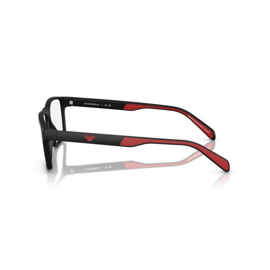 26SS 엠포리오 아르마니 안경 0Ea3233 직사각형 무광 블랙 안경테 (레드 포인트) - EMPORIO ARMANI
