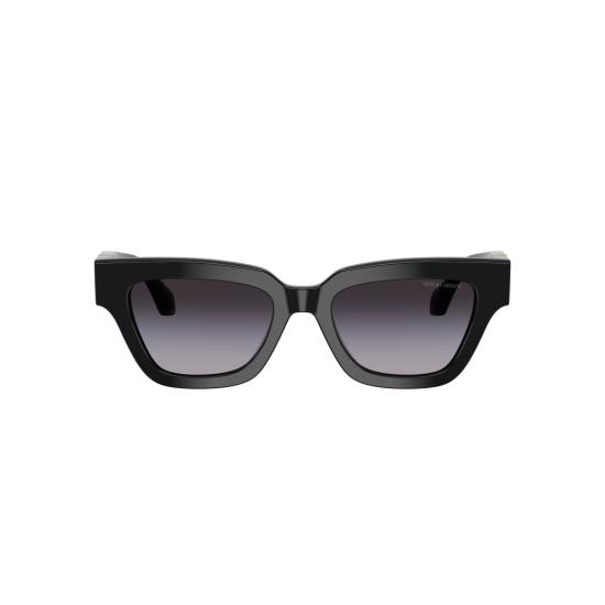  조르지오 아르마니 선글라스 0Ar8246u 볼드한 직사각형 블랙 아세테이트  (골드 로고 포함) - GIORGIO ARMANI