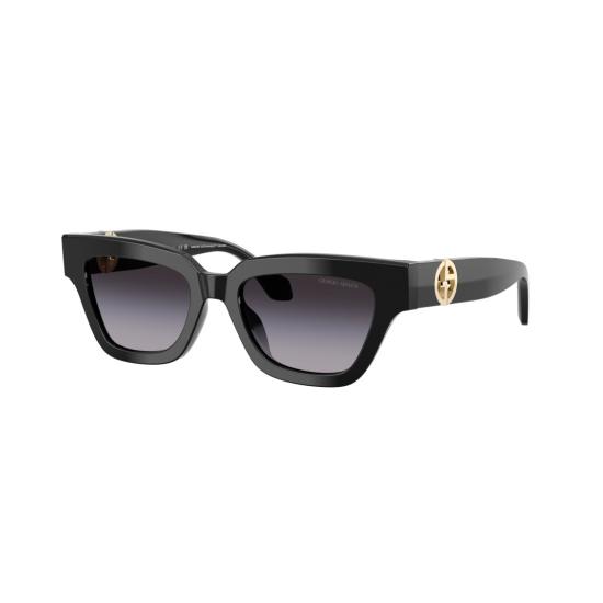  조르지오 아르마니 선글라스 0Ar8246u 볼드한 직사각형 블랙 아세테이트  (골드 로고 포함) - GIORGIO ARMANI