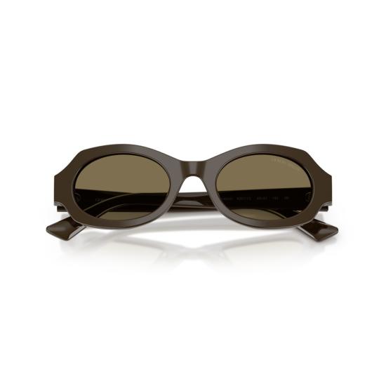  조르지오 아르마니 선글라스 0Ar8245hu 기하학적 디테일이 돋보이는 타원형 프레임 브라운 아세테이트 - GIORGIO ARMANI