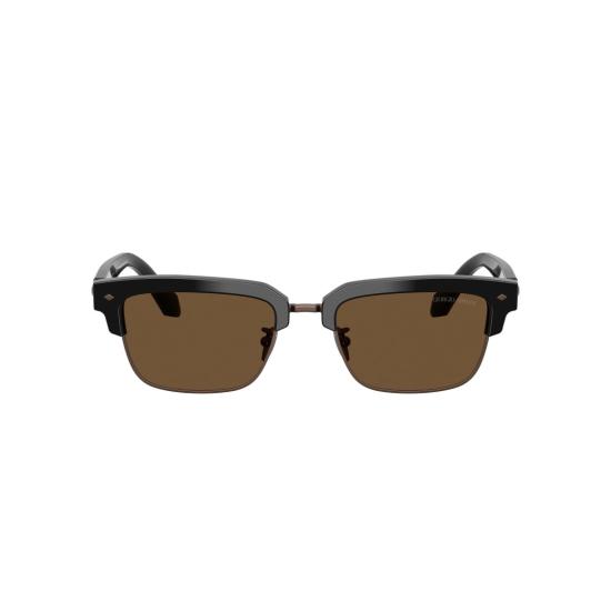  조르지오 아르마니 선글라스 0Ar8243 직사각형 블랙 아세테이트  (브라운 렌즈) - GIORGIO ARMANI