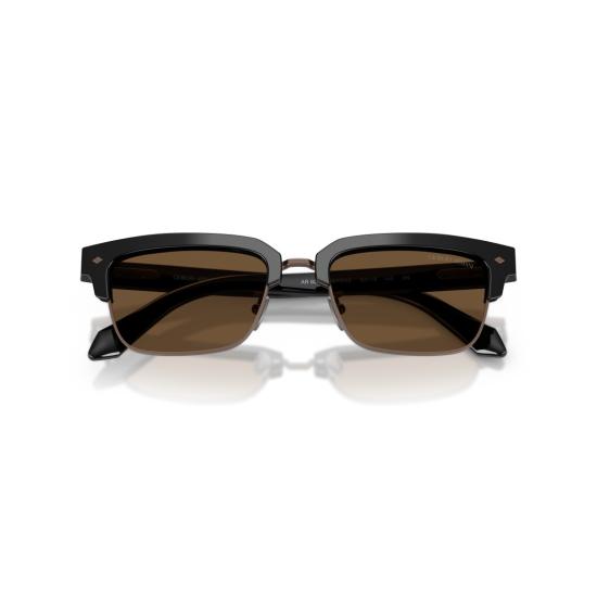  조르지오 아르마니 선글라스 0Ar8243 직사각형 블랙 아세테이트  (브라운 렌즈) - GIORGIO ARMANI