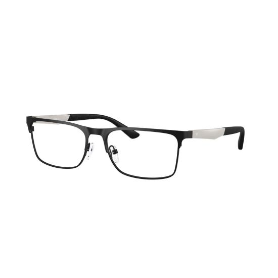 26SS 엠포리오 아르마니 안경 0Ea1183 실버 액센트가 있는 직사각형 무광 블랙 - EMPORIO ARMANI
