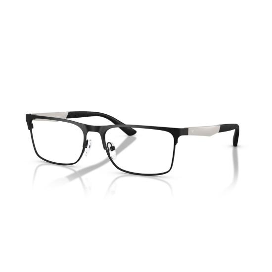 26SS 엠포리오 아르마니 안경 0Ea1183 실버 액센트가 있는 직사각형 무광 블랙 - EMPORIO ARMANI
