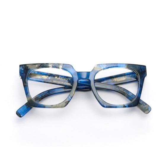  카돌 안경 마블 블루 패턴의 마야 오버사이즈 스퀘어 프레임