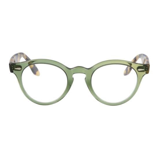 카돌 안경 로빈 반투명 올리브 그린 원형 프레임, 호피무늬 템플
