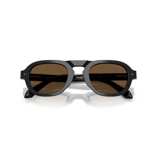  조르지오 아르마니 선글라스 0Ar8244 볼드 블랙 아세테이트  (따뜻한 갈색 렌즈) - GIORGIO ARMANI