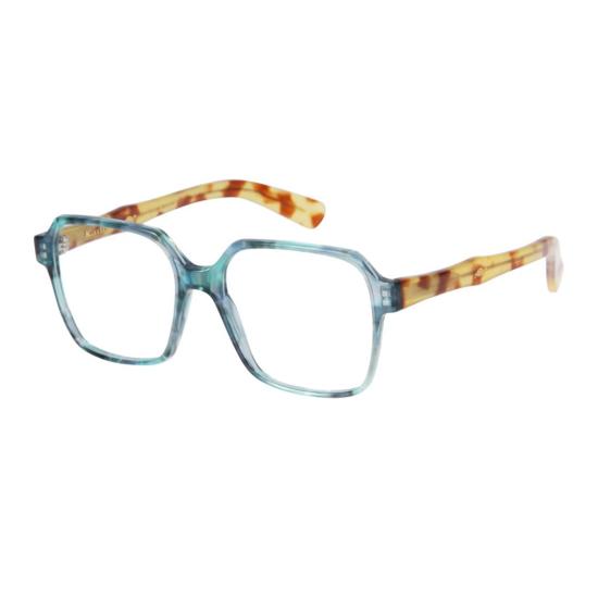  카돌 안경 리사 반투명 청록색 및 호피무늬 사각 프레임 - KADOR