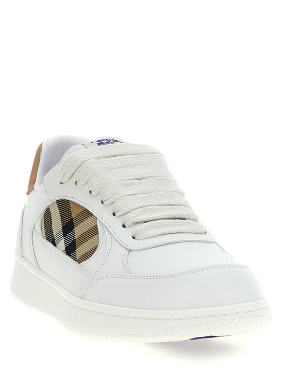 26SS 버버리 레더 체크 테라스 스니커즈 8108649 WHITE SAND IP CHK DOM - BURBERRY