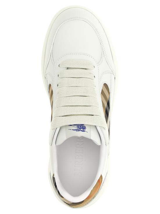 26SS 버버리 레더 체크 테라스 스니커즈 8108649 WHITE SAND IP CHK DOM - BURBERRY