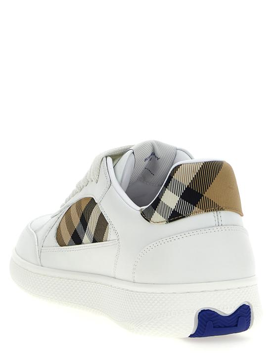26SS 버버리 레더 체크 테라스 스니커즈 8108649 WHITE SAND IP CHK DOM - BURBERRY