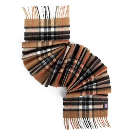  프린스 오브 스코츠 머플러/스카프 메리노 램스울 타탄 스카프 톰슨 카멜 - PRINCE OF SCOTS