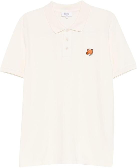 26SS 메종키츠네 폭스 헤드 레귤러 폴로 티셔츠 PM00209KP0002 WHITE