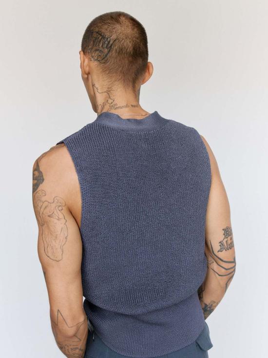  타이가 타카하시 니트 베스트 타이거 타카하시 Lot. 532 면 브이넥 조끼 - TAIGA TAKAHASHI