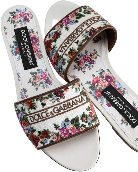 26SS 돌체앤가바나 자수 나파 레더 플랫 슬리퍼 CQ0571A64838V135 WHITE - DOLCE & GABBANA