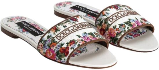 26SS 돌체앤가바나 자수 나파 레더 플랫 슬리퍼 CQ0571A64838V135 WHITE - DOLCE & GABBANA