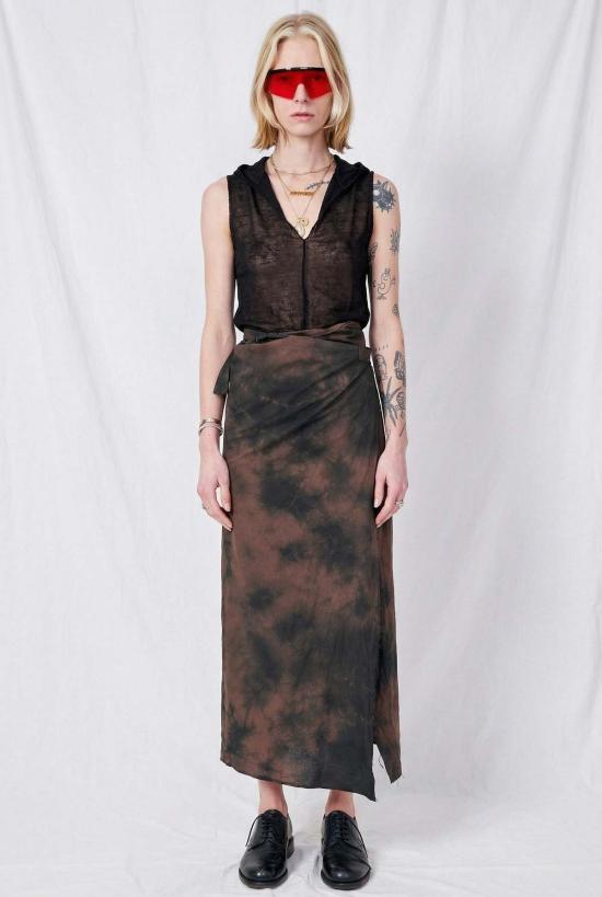  가브리엘라 콜 가먼츠 롱 스커트 304번 블랙/브라운 포플린 랩 - GABRIELA COLL GARMENTS