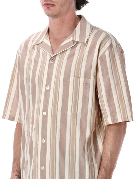 26SS 생로랑 반팔 셔츠 859775Y2N58 2726 BROWN STRIPED - SAINT LAURENT