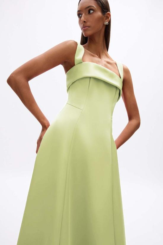  레이첼 길버트 롱 원피스 할리 스트랩 가운 라임 - RACHEL GILBERT