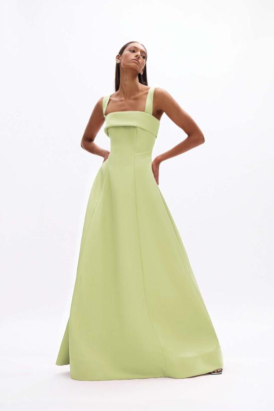  레이첼 길버트 롱 원피스 할리 스트랩 가운 라임