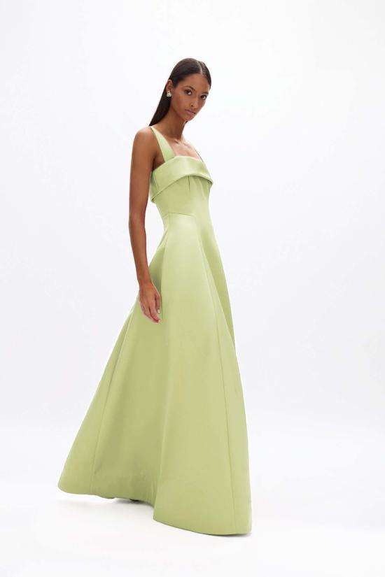  레이첼 길버트 롱 원피스 할리 스트랩 가운 라임 - RACHEL GILBERT