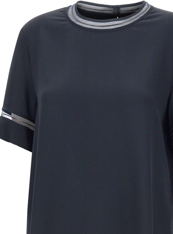 26SS 파비아나 필리피 크레이프 드 신 블라우스 탑 TPD266F289L7755146 NAVY - FABIANA FILIPPI