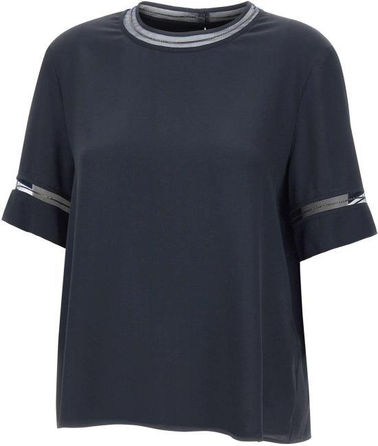 26SS 파비아나 필리피 크레이프 드 신 블라우스 탑 TPD266F289L7755146 NAVY