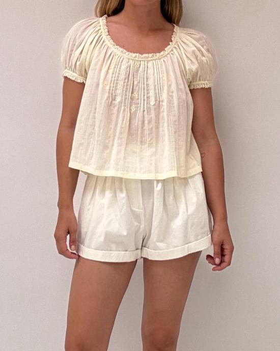  도엔 블라우스 되엔 프레데리카 탑 크림 유자