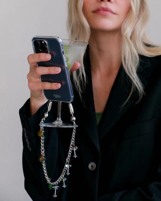  OSSA NEW YORK 가죽소품 오사 뉴욕 커브 체인 손목 지갑 로듐/마티니 - OTHER BRANDS