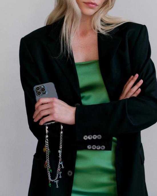  OSSA NEW YORK 가죽소품 오사 뉴욕 커브 체인 손목 지갑 로듐/마티니 - OTHER BRANDS