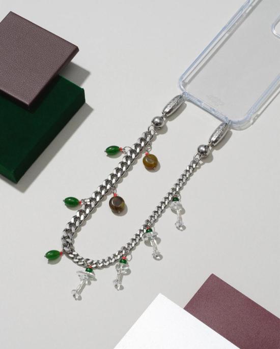  OSSA NEW YORK 가죽소품 오사 뉴욕 커브 체인 손목 지갑 로듐/마티니 - OTHER BRANDS