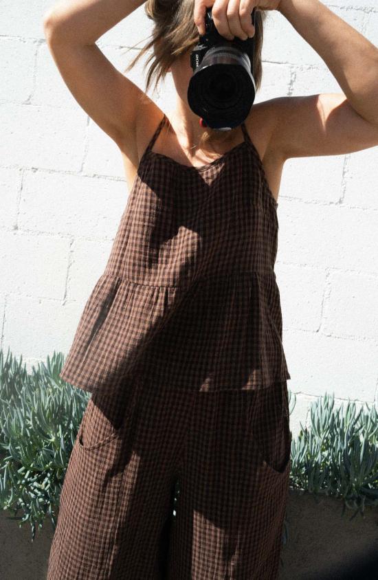  네라네제 블라우스 네라네즈 듄 탑 코코아 베리 깅엄