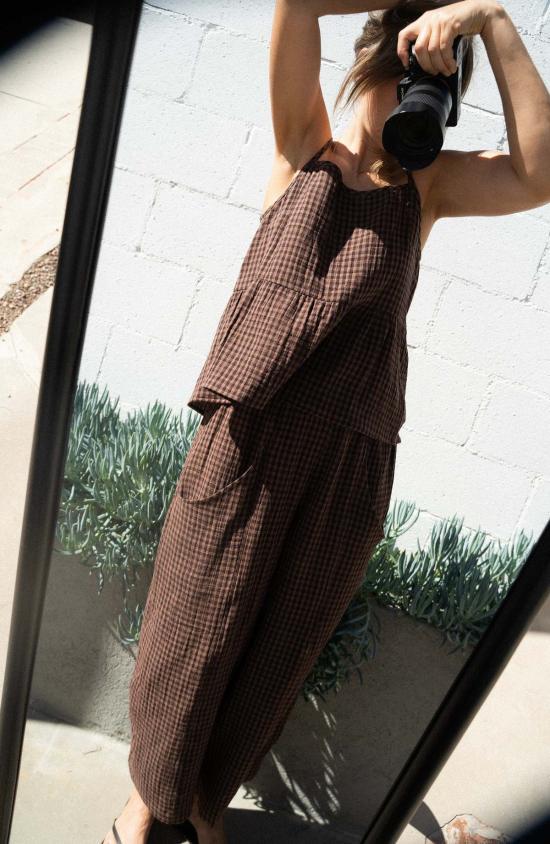  네라네제 블라우스 네라네즈 듄 탑 코코아 베리 깅엄 - NERANESE