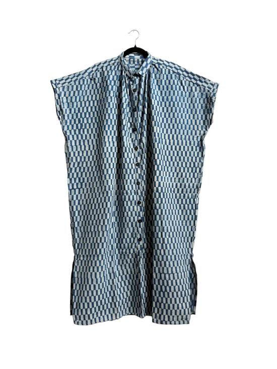  해피 프렌치 갱 롱 원피스 엘리스 드레스 인디고 쁘띠 직사각형 - HAPPY FRENCH GANG