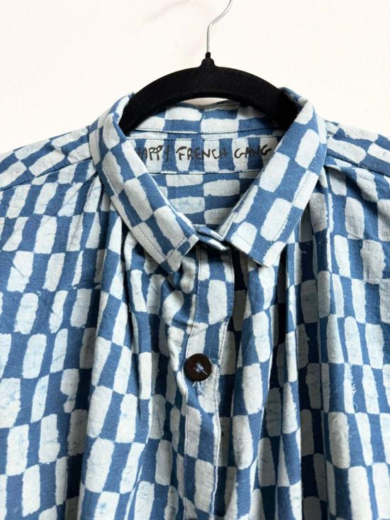  해피 프렌치 갱 롱 원피스 엘리스 드레스 인디고 쁘띠 직사각형 - HAPPY FRENCH GANG