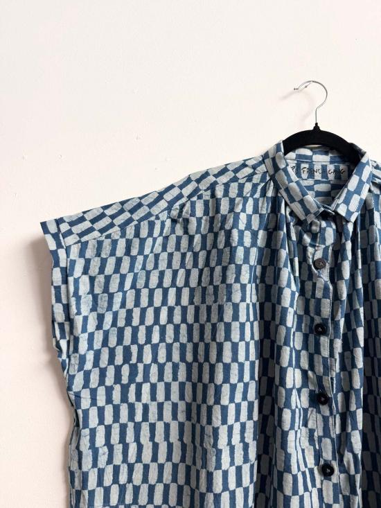  해피 프렌치 갱 롱 원피스 엘리스 드레스 인디고 쁘띠 직사각형 - HAPPY FRENCH GANG